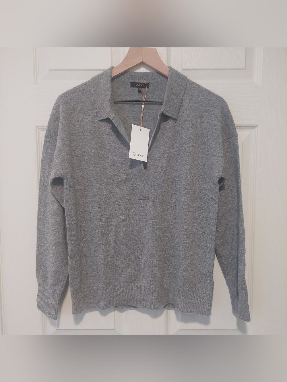 NWT! Quince 100% Mongolian Cashmere Polo Gray Sweater! Sz. M ! (H55)